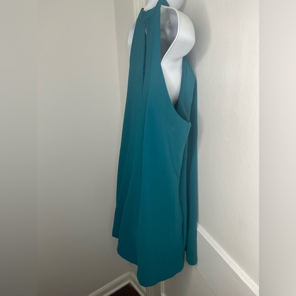LOVERS & FRIENDS Revolve Lily High Neck Halter Teal Dress With pockets - Picture 8 of 10